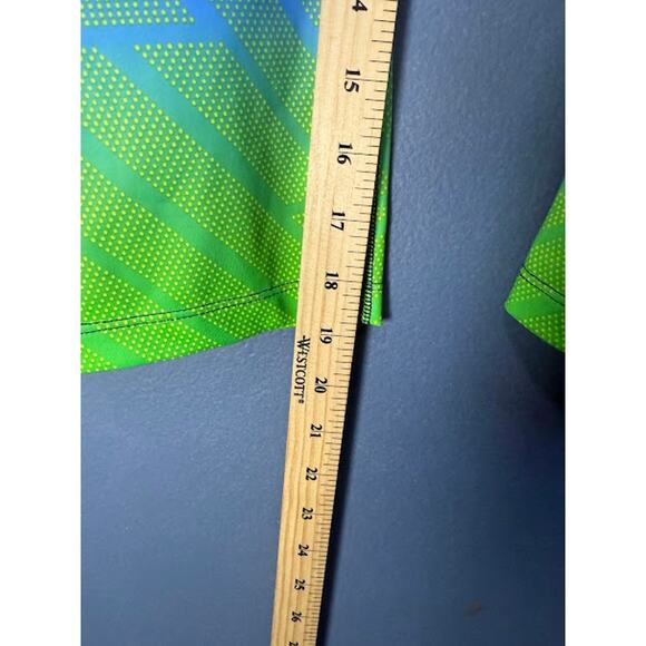 Women's Leggings Ombre Geometric Patterns Green Blue Capri - Picture 11 of 11